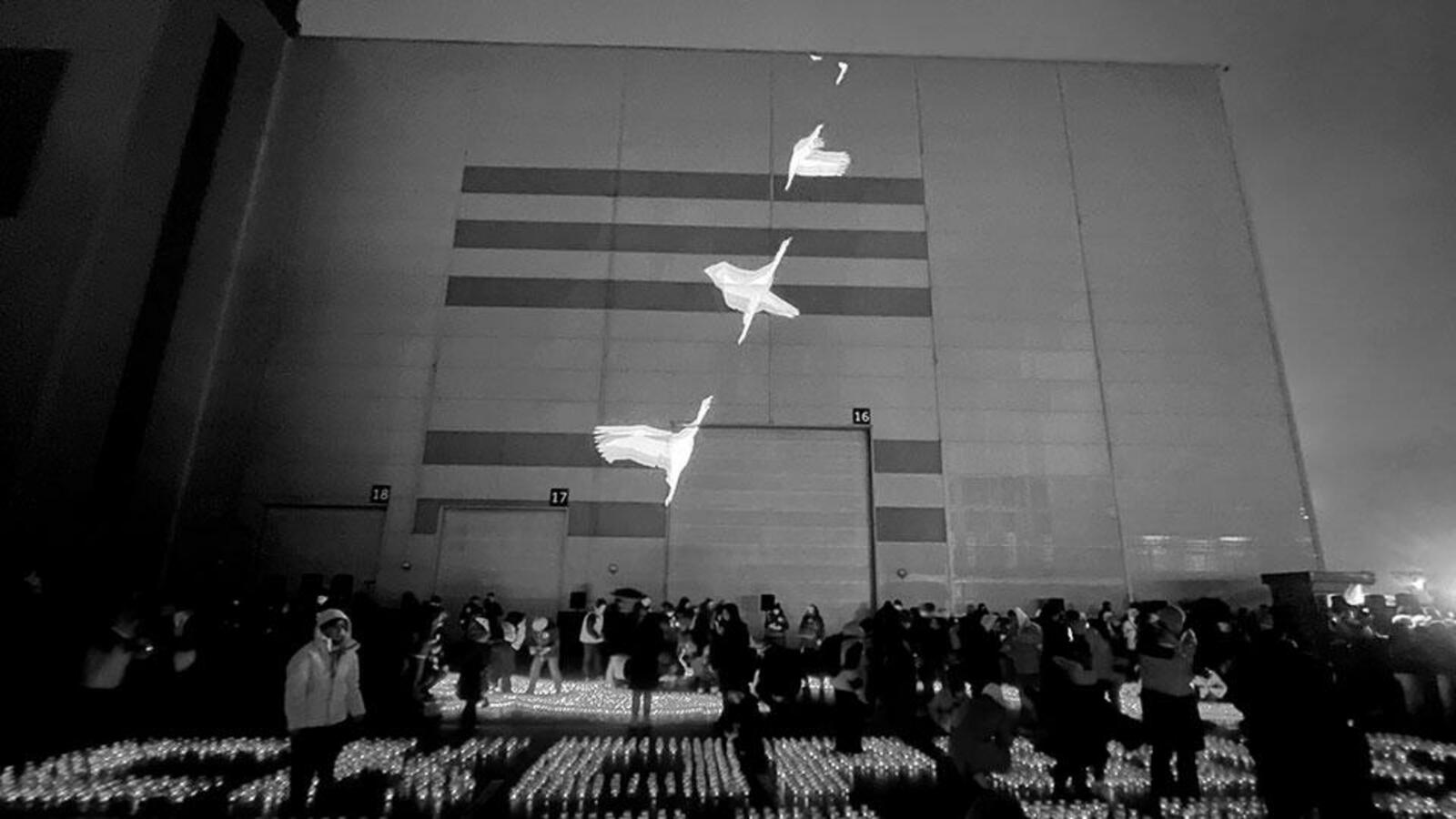 На здании "Крокуса" появилась проекция "Журавли" в память о жертвах теракта