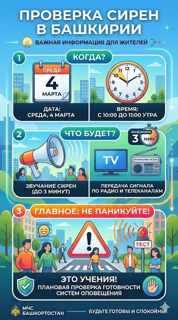Внимание всем: в Башкирии зазвучат сирены